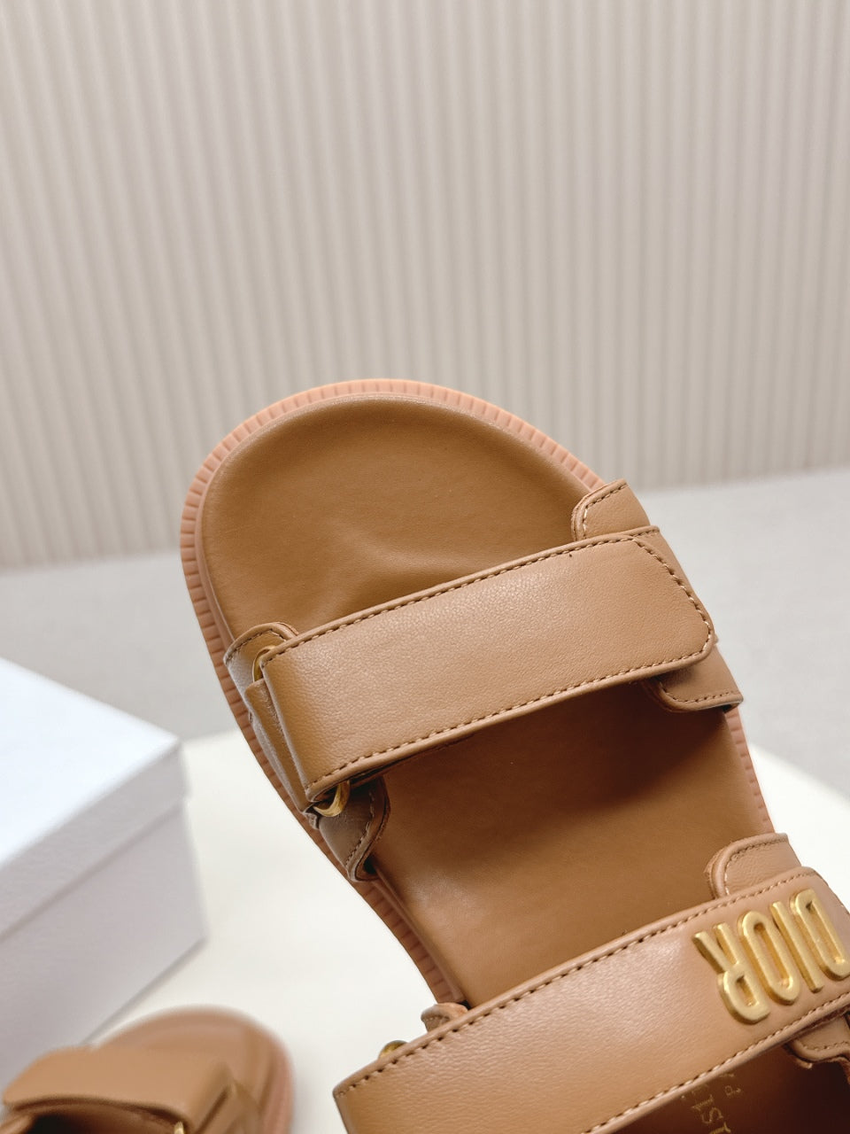 DIOR BACK-STRAP SANDALS 25S IN BROWN CALFSKIN WITH GOLD HARDWARE