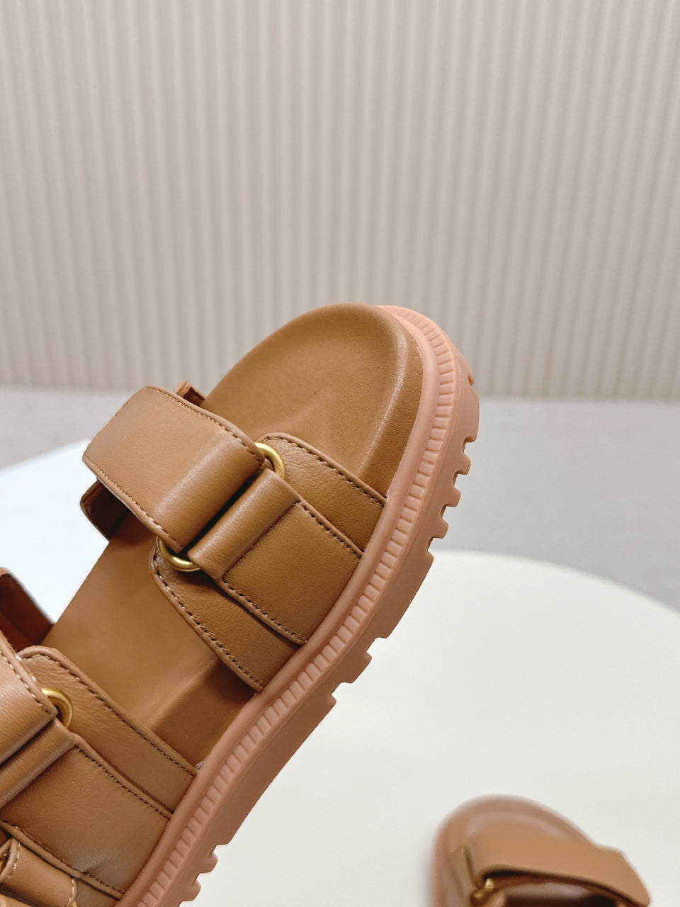 DIOR BACK-STRAP SANDALS 25S IN BROWN CALFSKIN WITH GOLD HARDWARE