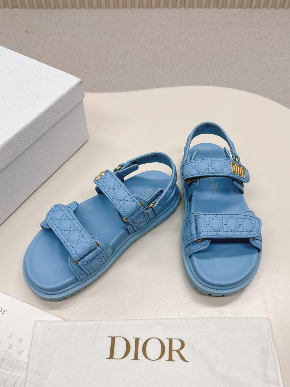 DIOR BACK-STRAP SANDALS 25S IN OCEAN BLUE CALFSKIN