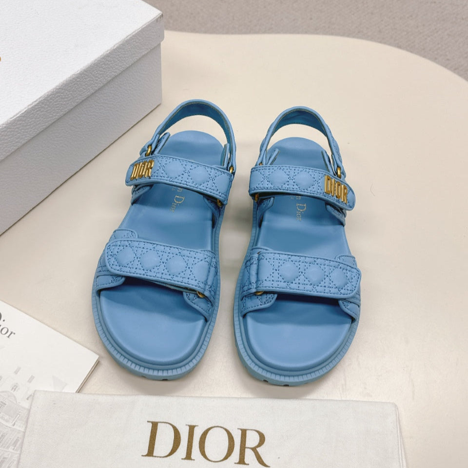 DIOR BACK-STRAP SANDALS 25S IN OCEAN BLUE CALFSKIN