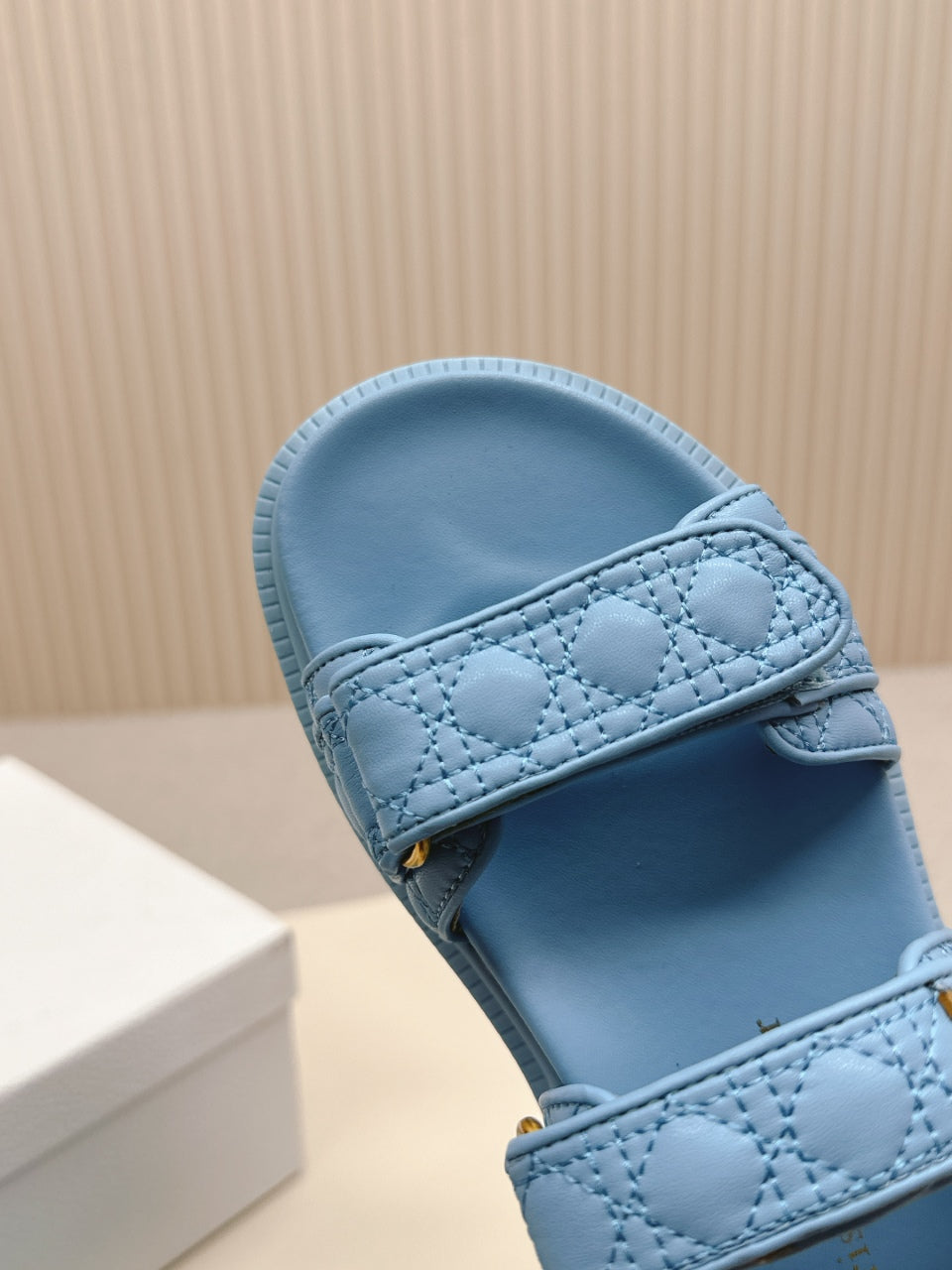 DIOR BACK-STRAP SANDALS 25S IN OCEAN BLUE CALFSKIN