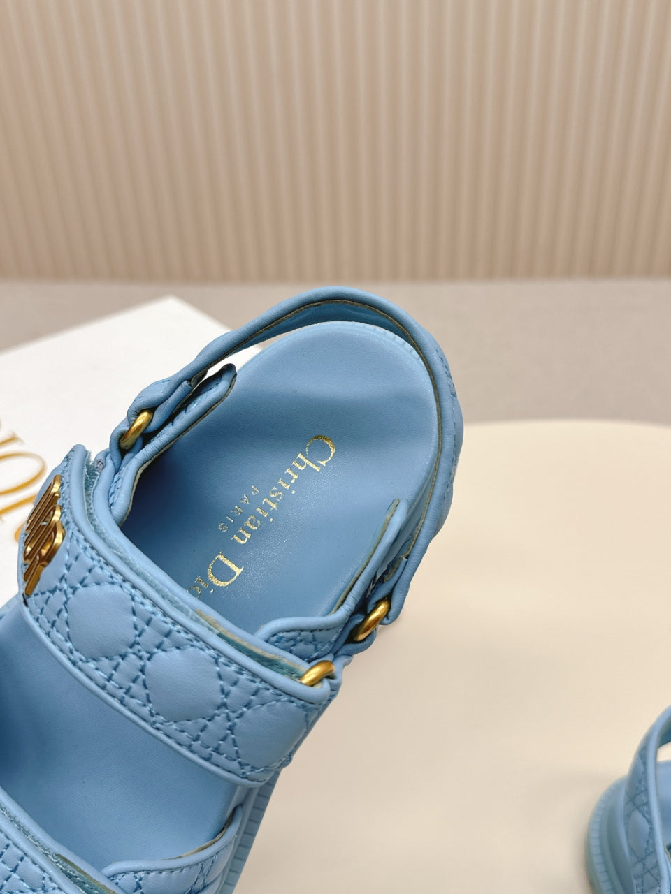 DIOR BACK-STRAP SANDALS 25S IN OCEAN BLUE CALFSKIN