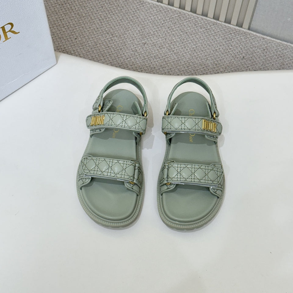 DIOR BACK-STRAP SANDALS 25S IN PALE TEAL GRAY CALFSKIN