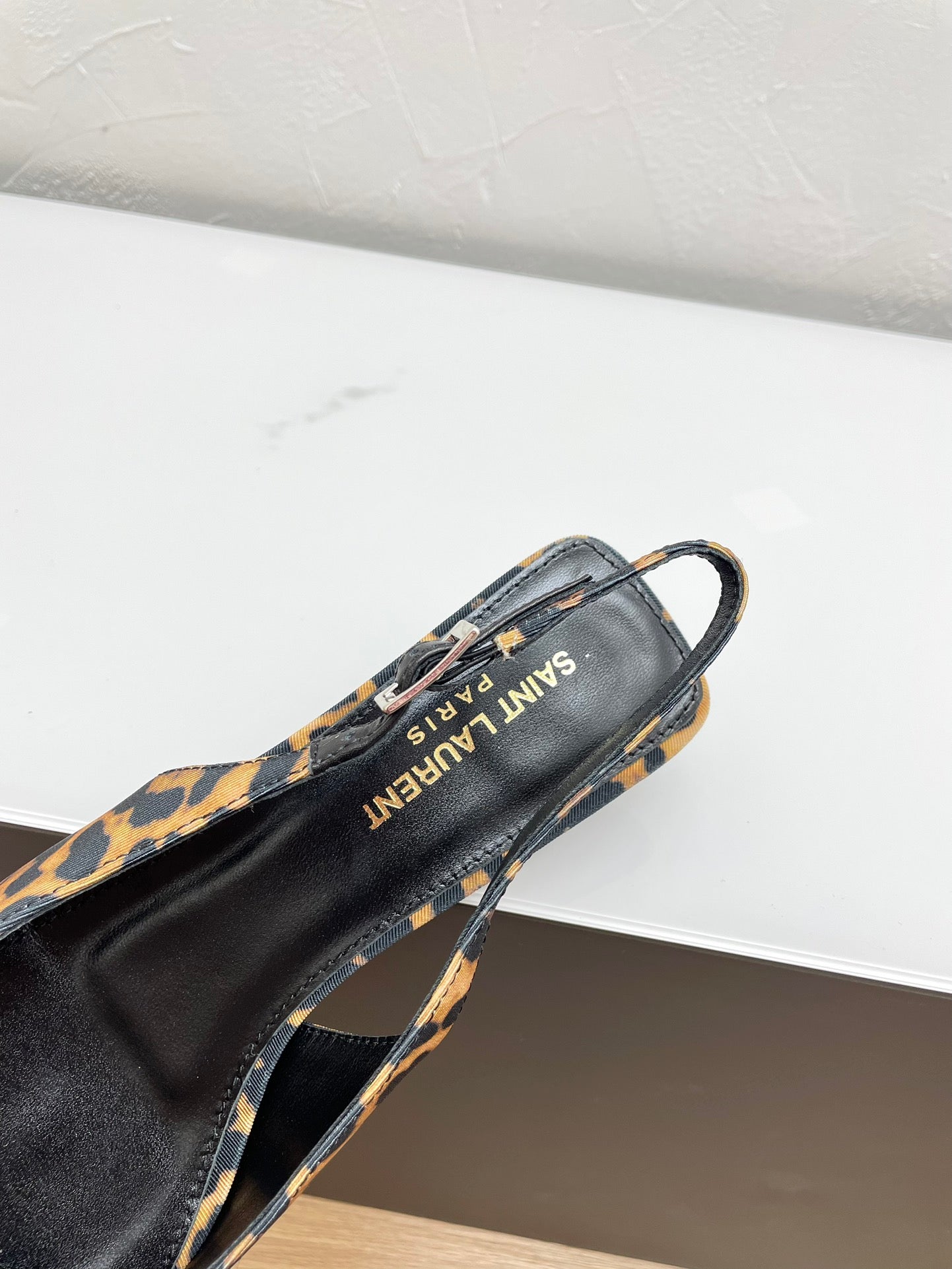 CHERISH SLINGBACK PUMPS 35 IN LEOPARD GROSGRAIN