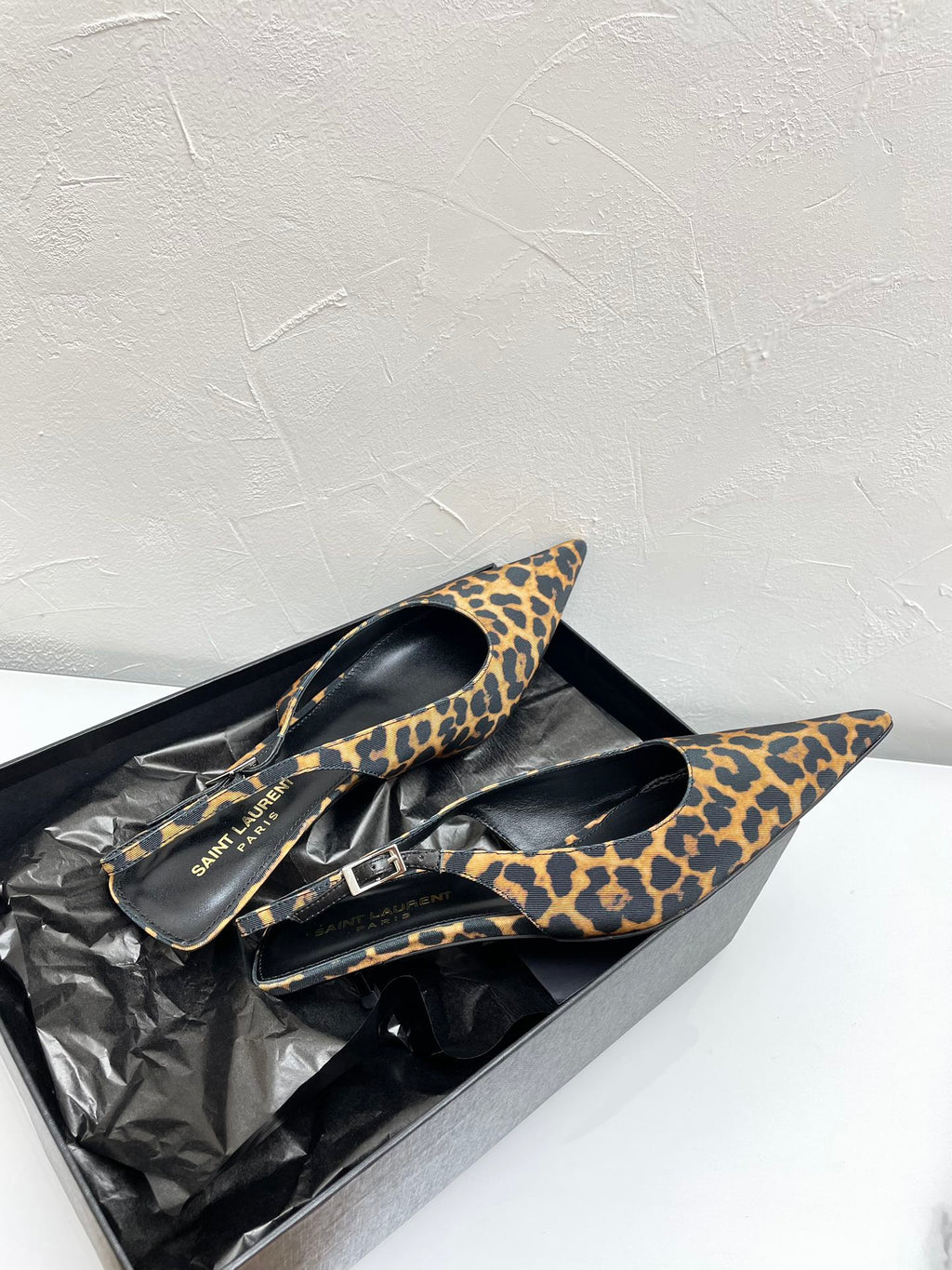 CHERISH SLINGBACK PUMPS 35 IN LEOPARD GROSGRAIN