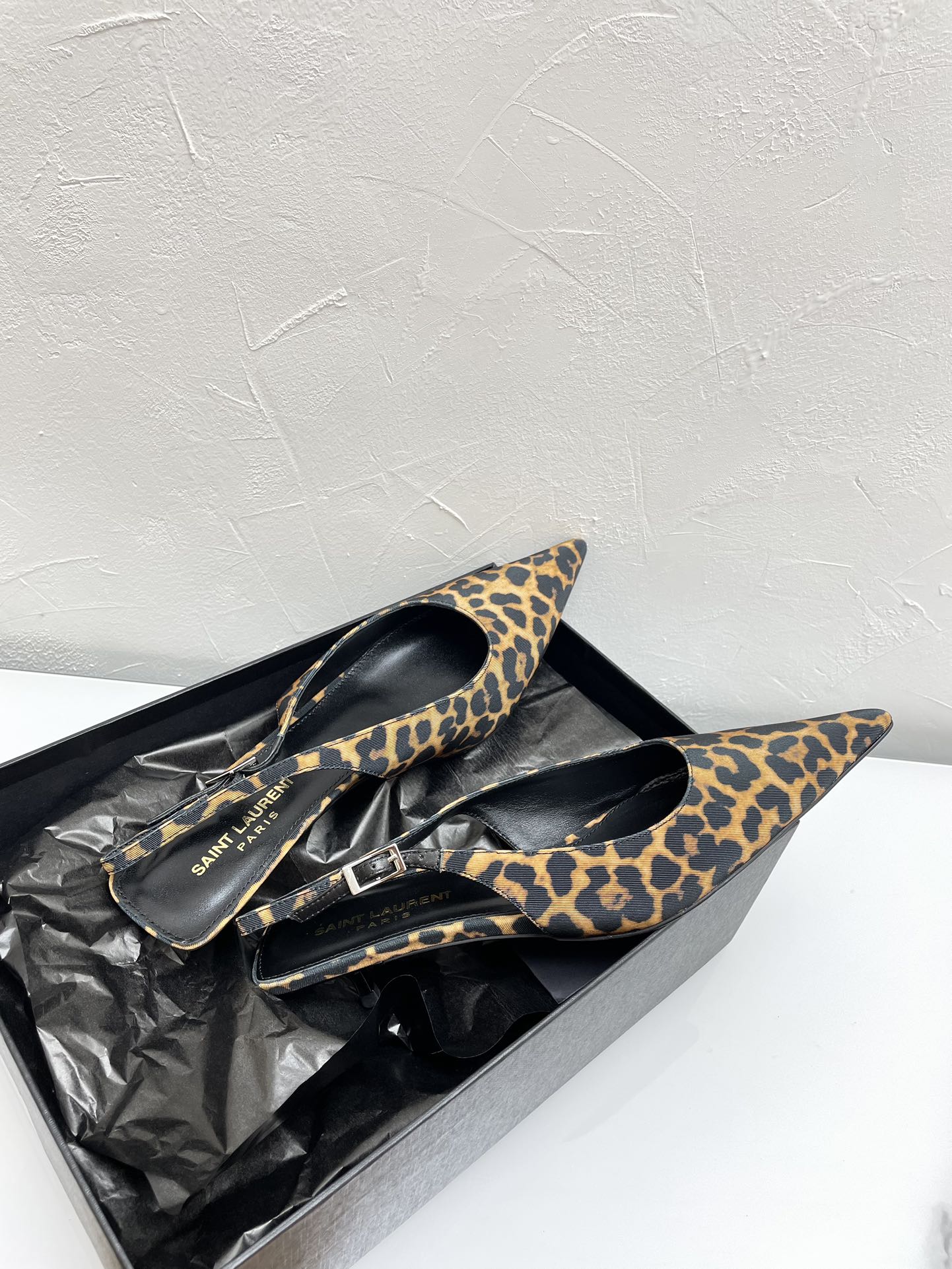 CHERISH SLINGBACK PUMPS 35 IN LEOPARD GROSGRAIN