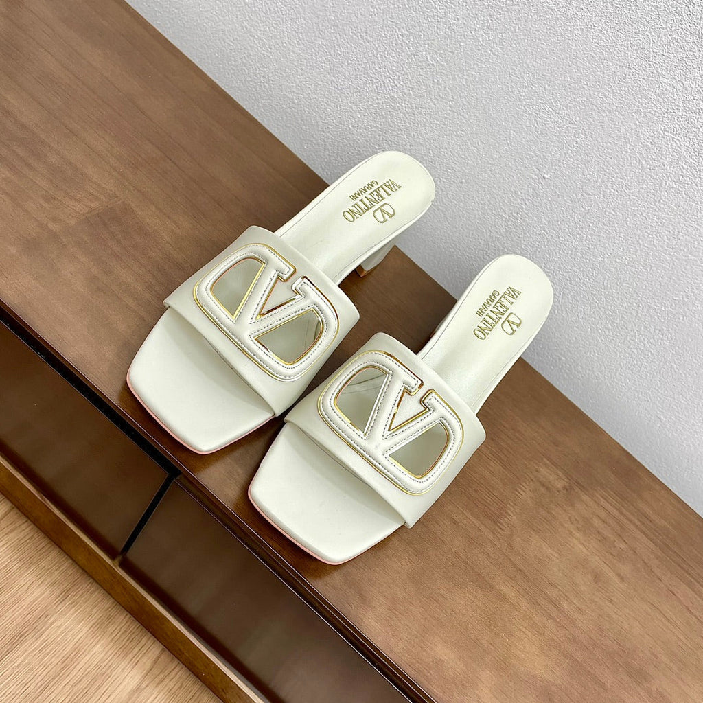 Vlogo Cut-Out 60 Sandal Ivory Calfskin