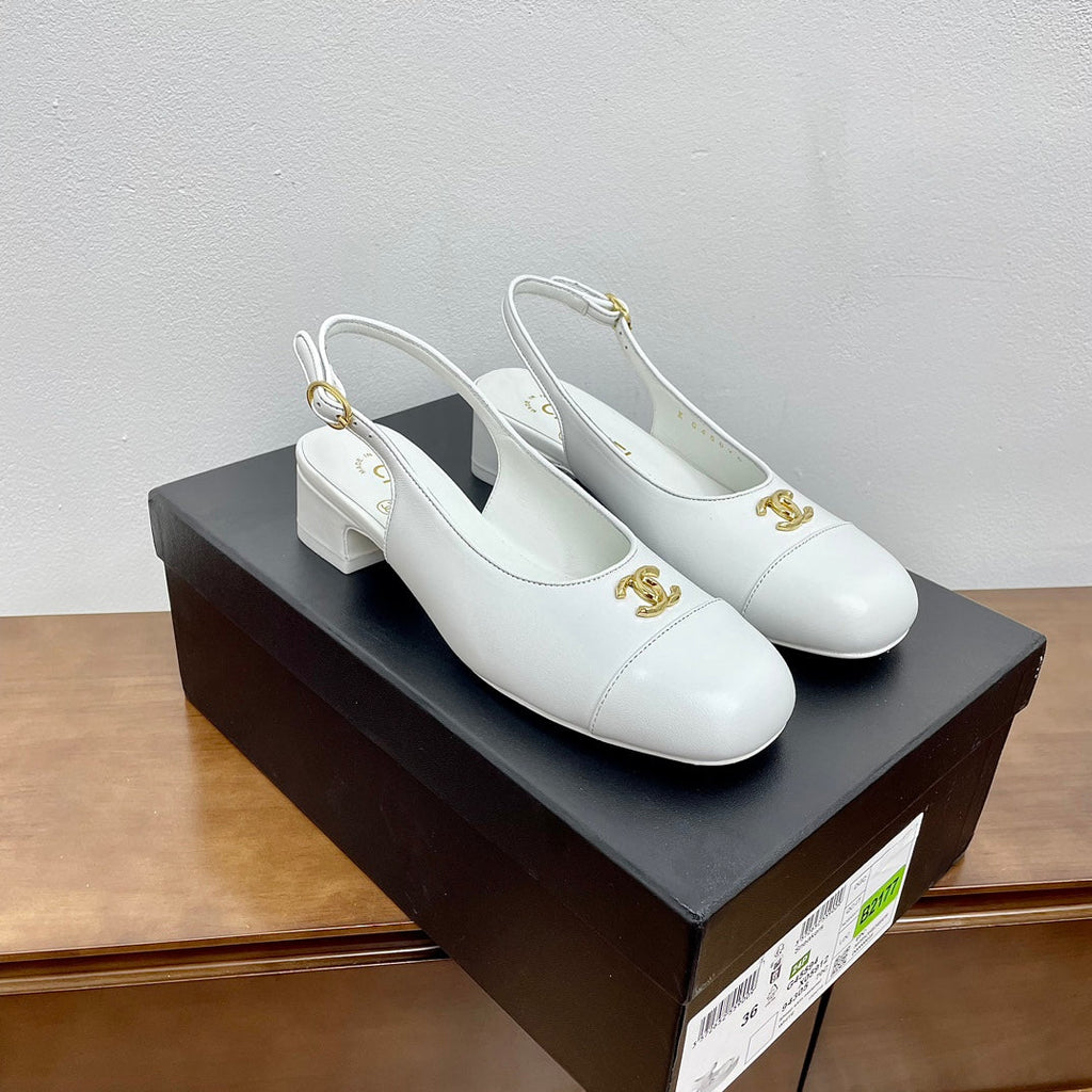 HIGH SLINGBACKS WHITE CALFSKIN