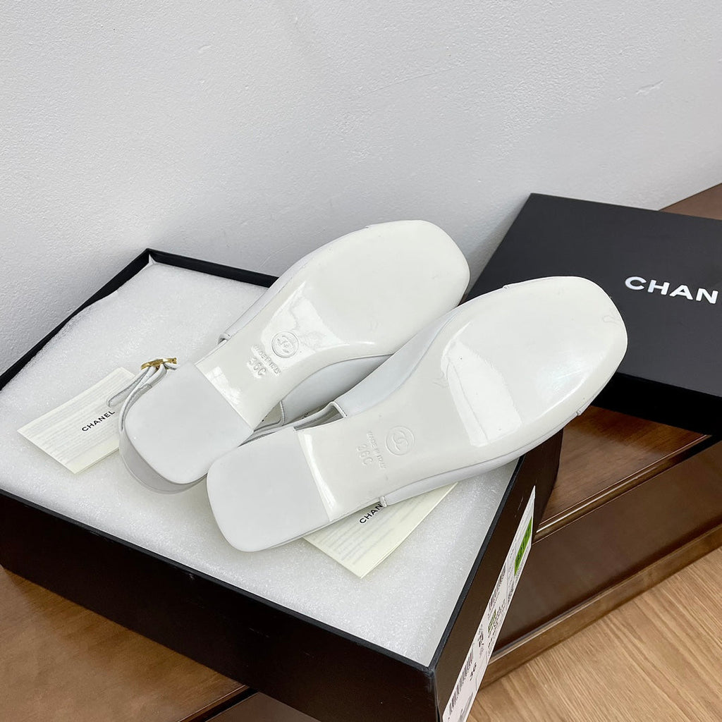 HIGH SLINGBACKS WHITE CALFSKIN