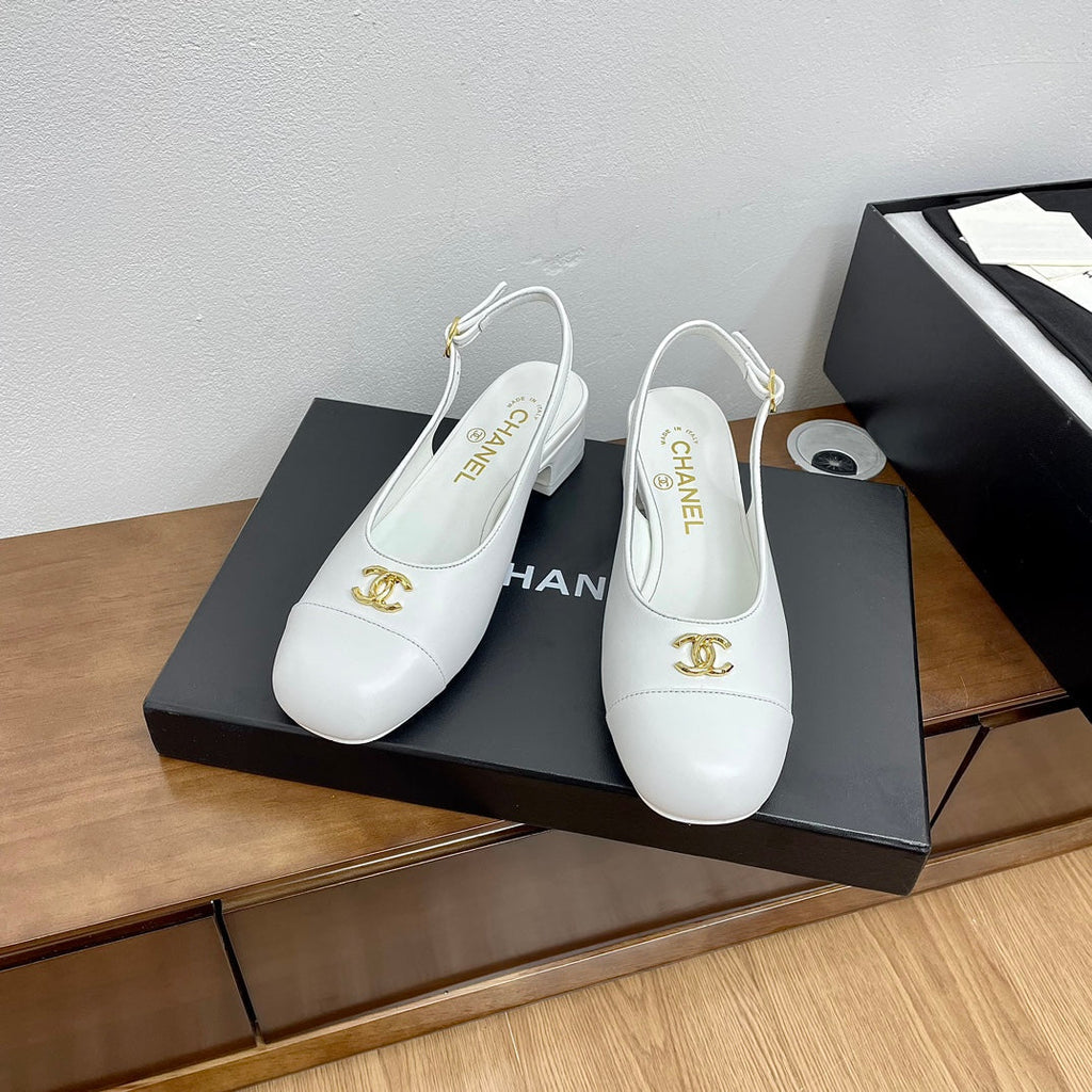 HIGH SLINGBACKS WHITE CALFSKIN