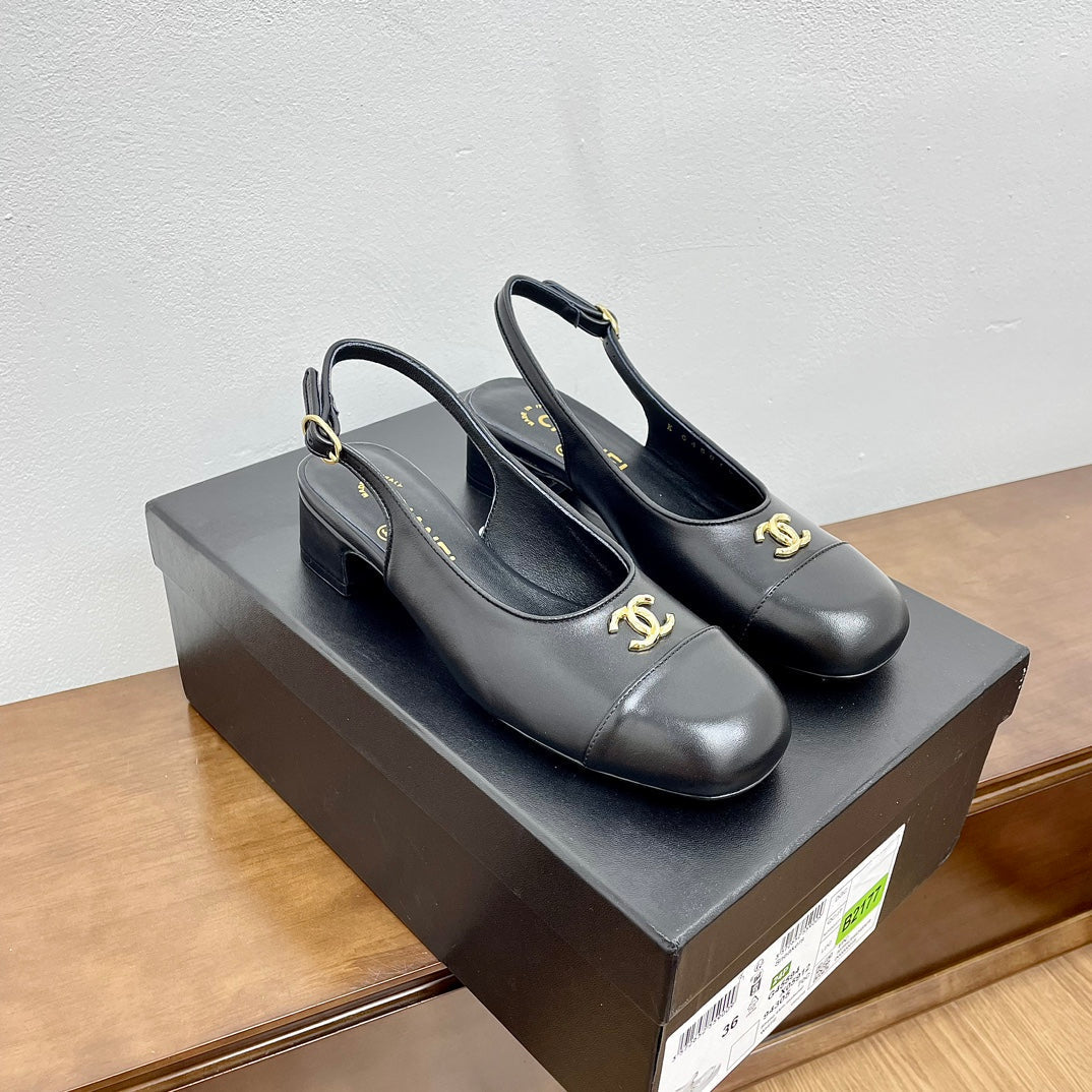 HIGH SLINGBACKS BLACK CALFSKIN