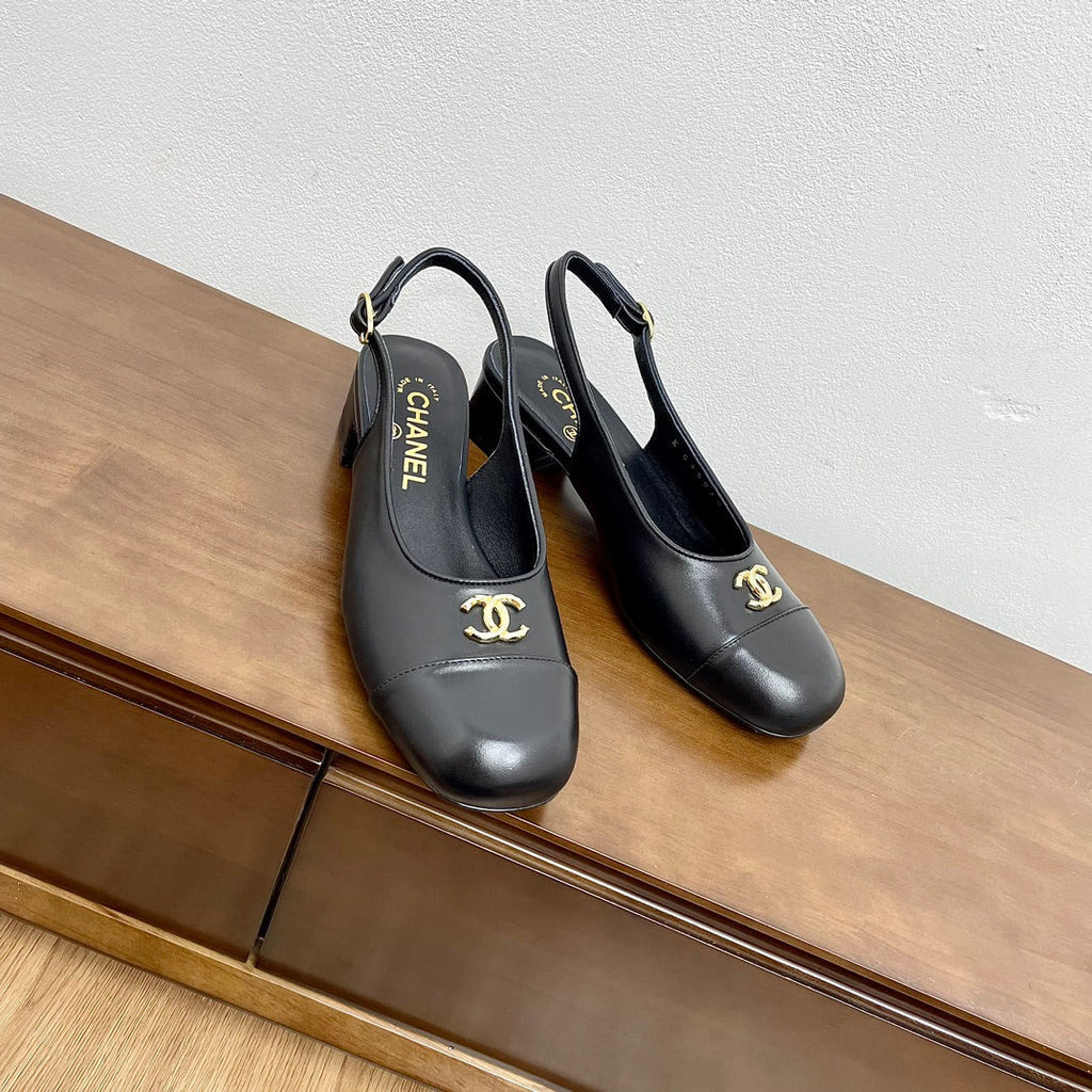 HIGH SLINGBACKS BLACK CALFSKIN