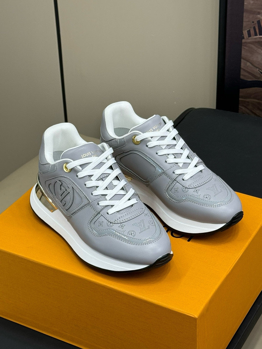 LV NEO RUN AWAY SNEAKER IN STEEL GRAY CALFSKIN