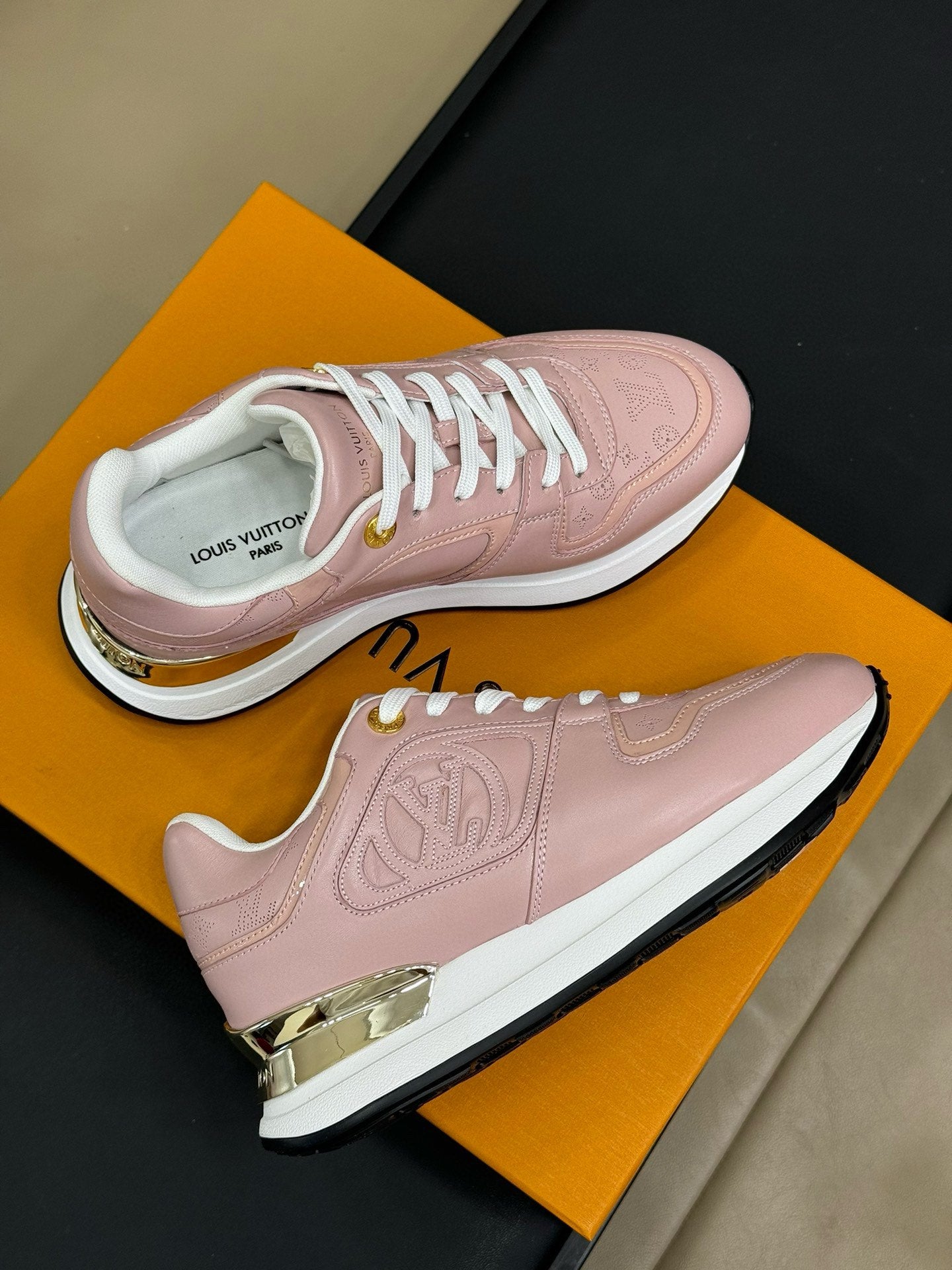 LV NEO RUN AWAY SNEAKER IN PASTEL PINK CALFSKIN