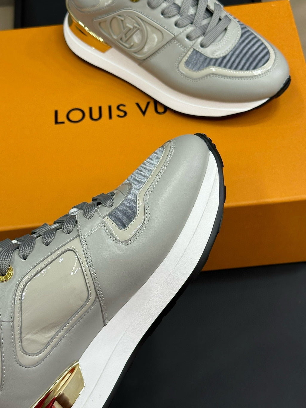 LV NEO RUN AWAY SNEAKER IN DOLPHIN GRAY CALFSKIN