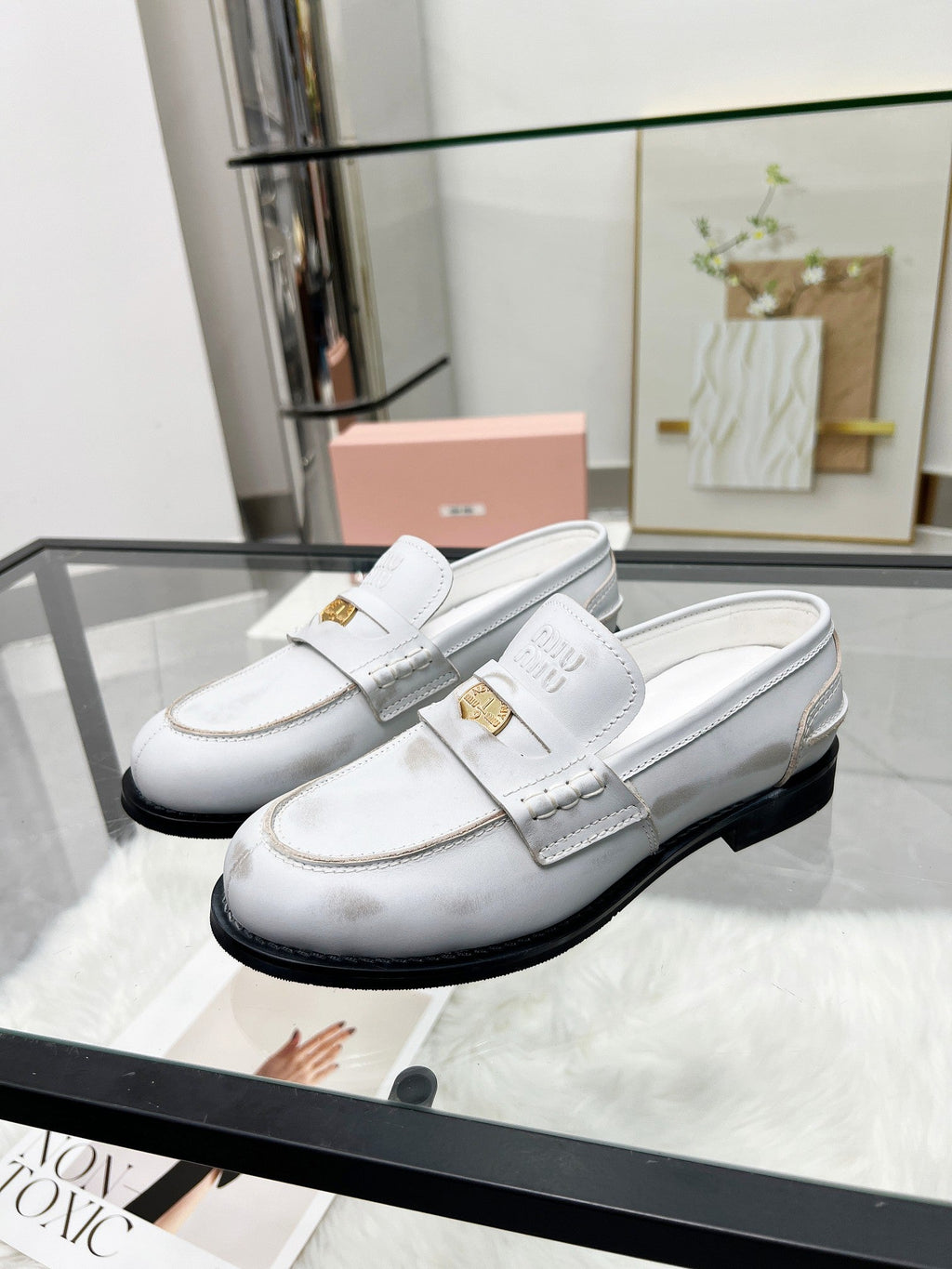 PENNY LOAFERS IN WHITE BLEACHED CALFSKIN