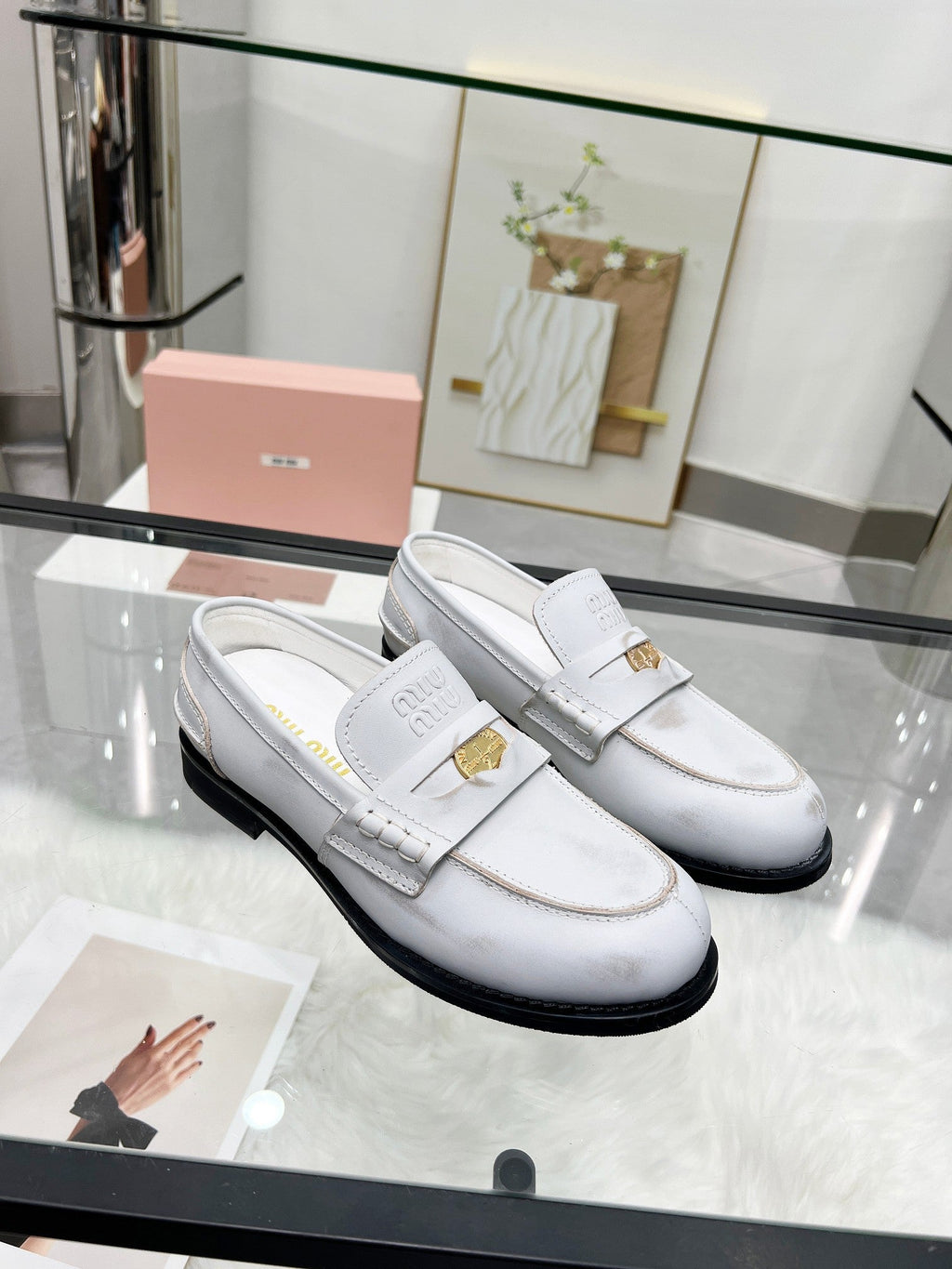 PENNY LOAFERS IN WHITE BLEACHED CALFSKIN