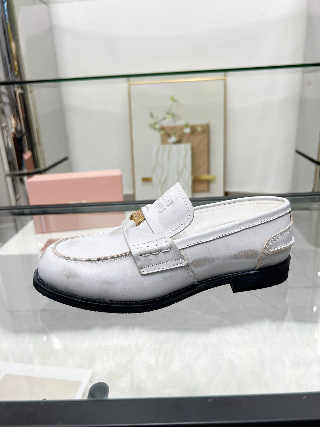 PENNY LOAFERS IN WHITE BLEACHED CALFSKIN