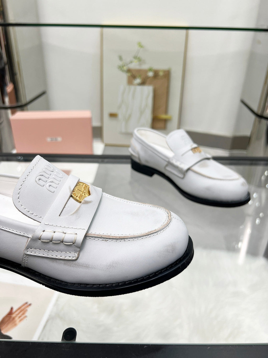 PENNY LOAFERS IN WHITE BLEACHED CALFSKIN