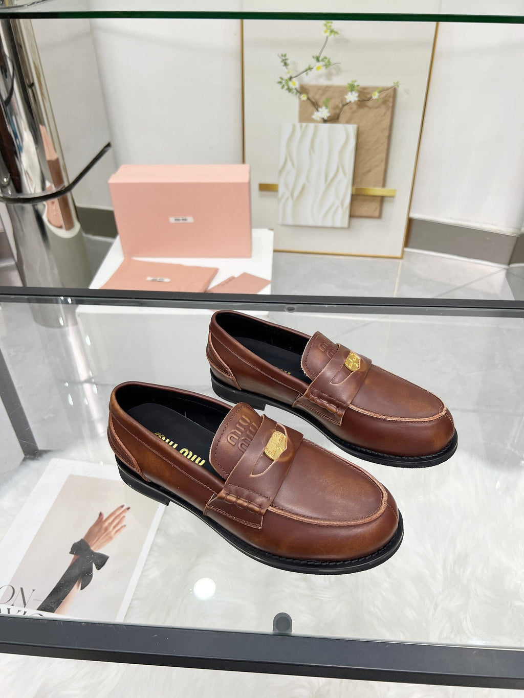 PENNY LOAFERS IN BROWN BLENDED CALFSKIN