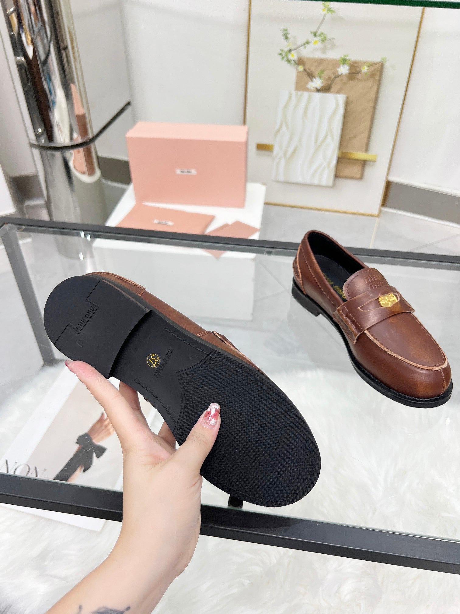 PENNY LOAFERS IN BROWN BLENDED CALFSKIN