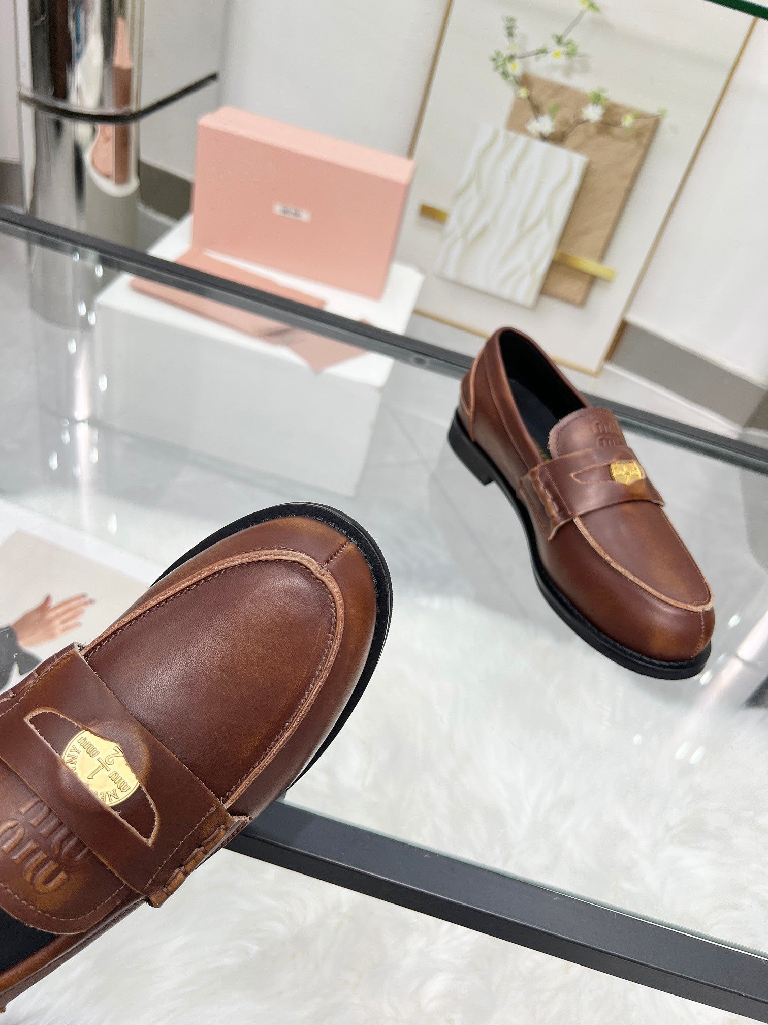 PENNY LOAFERS IN BROWN BLENDED CALFSKIN