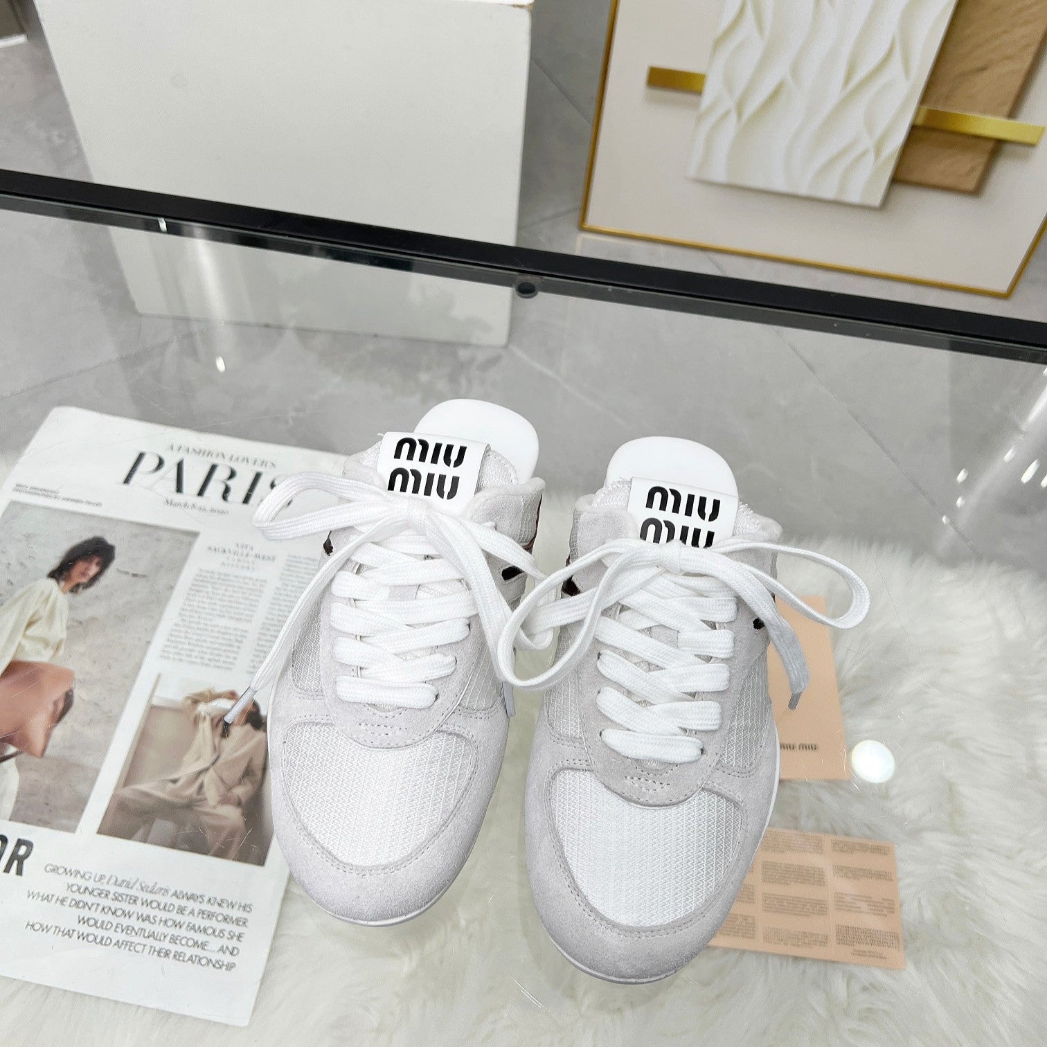 GYMNASIUM SNEAKERS MULES LIGHT GREY SUEDE AND WHITE TECHNICAL FABRIC