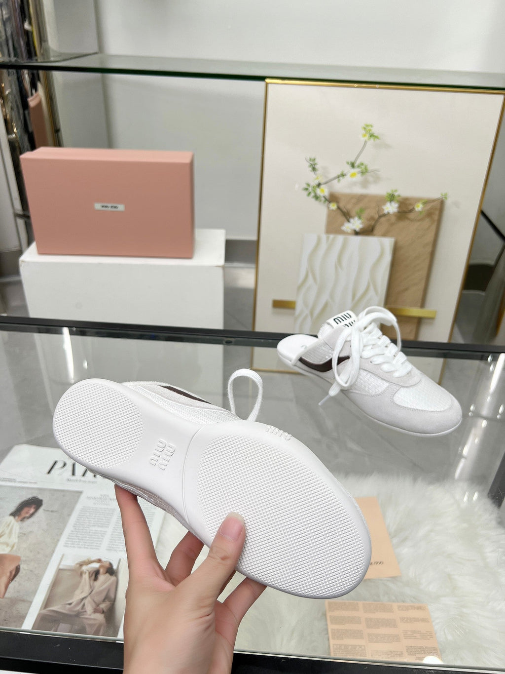 GYMNASIUM SNEAKERS MULES LIGHT GREY SUEDE AND WHITE TECHNICAL FABRIC