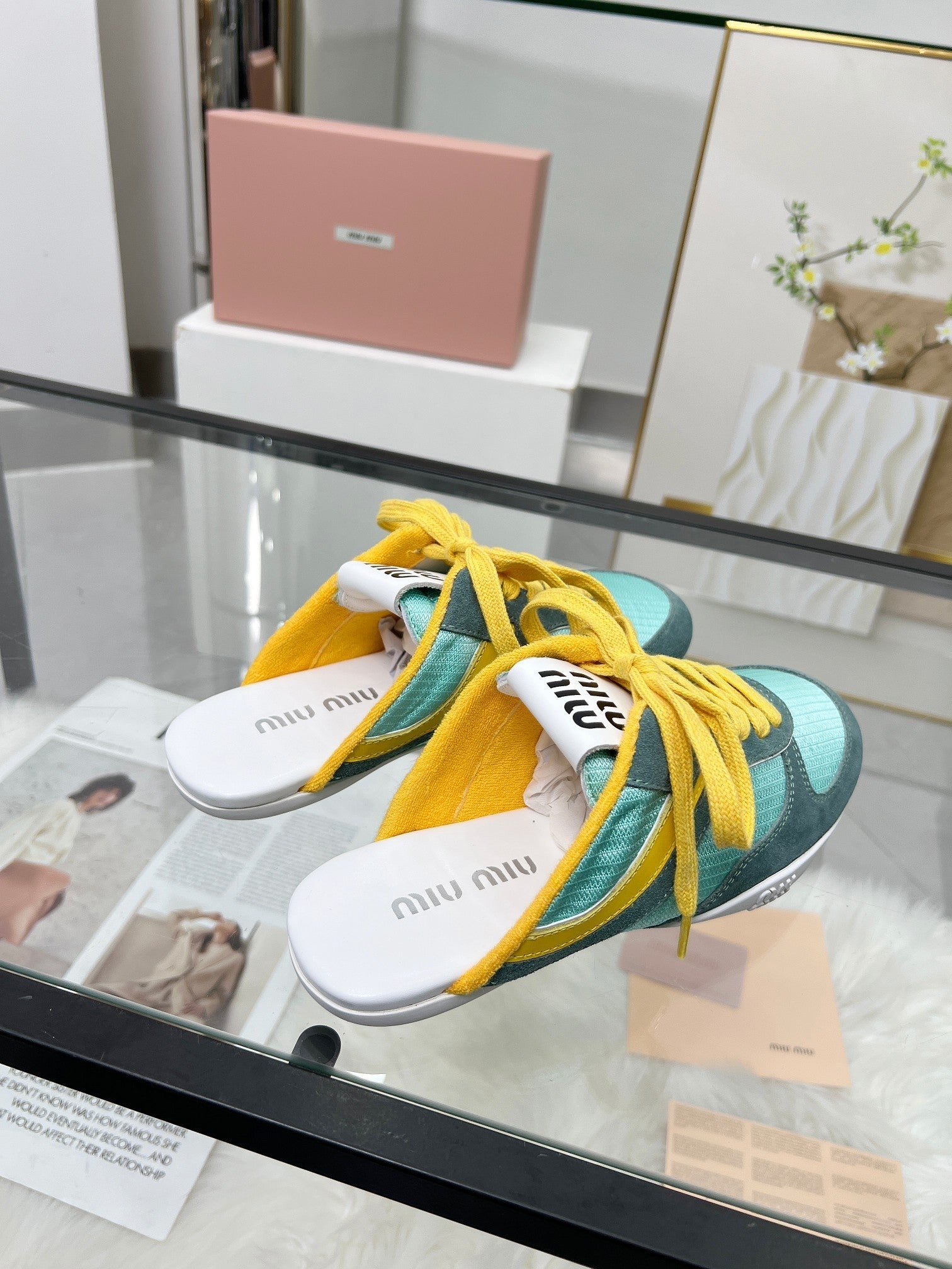 GYMNASIUM SNEAKERS MULES PERSIAN SUEDE AND DARK GREEN TECHNICAL FABRIC