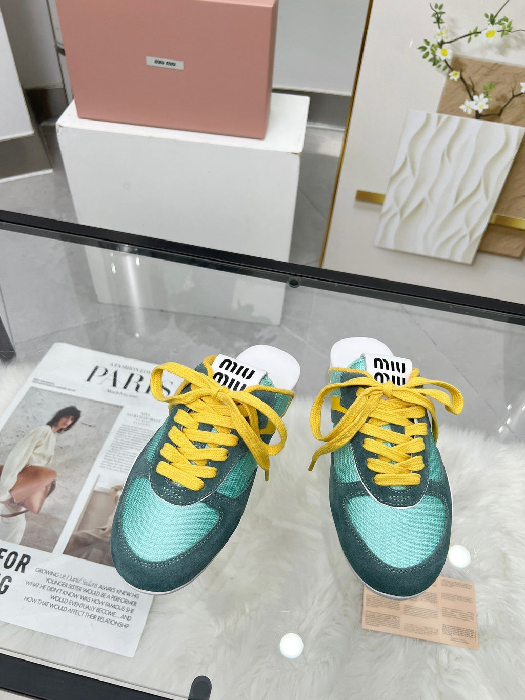 GYMNASIUM SNEAKERS MULES PERSIAN SUEDE AND DARK GREEN TECHNICAL FABRIC