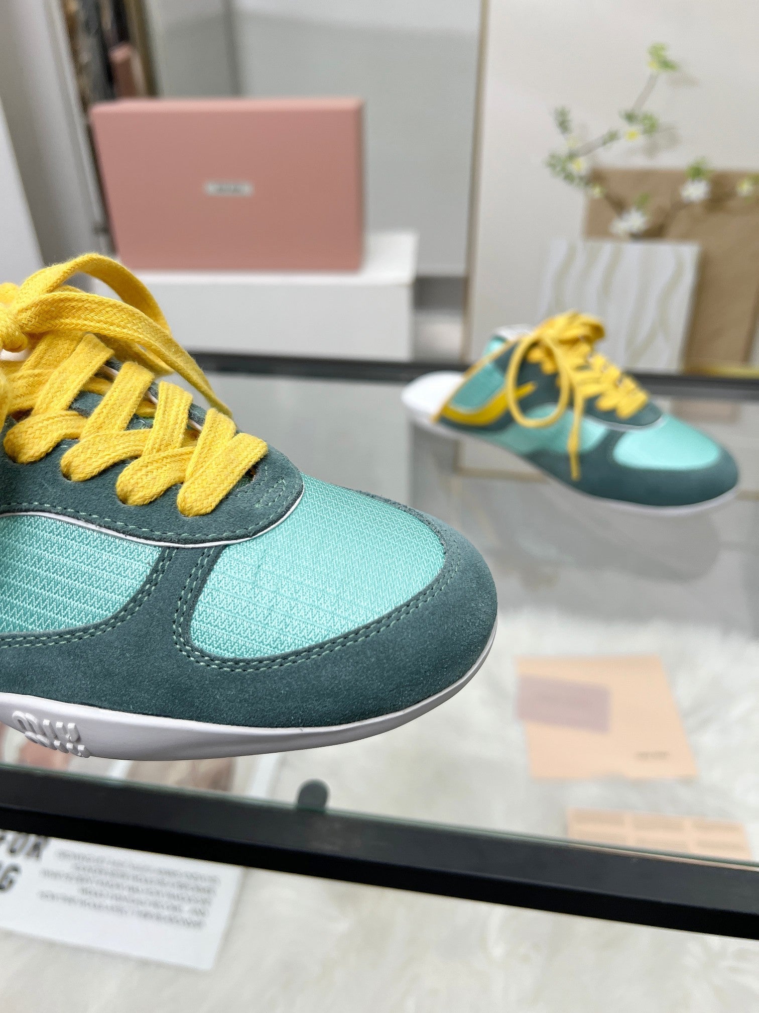 GYMNASIUM SNEAKERS MULES PERSIAN SUEDE AND DARK GREEN TECHNICAL FABRIC