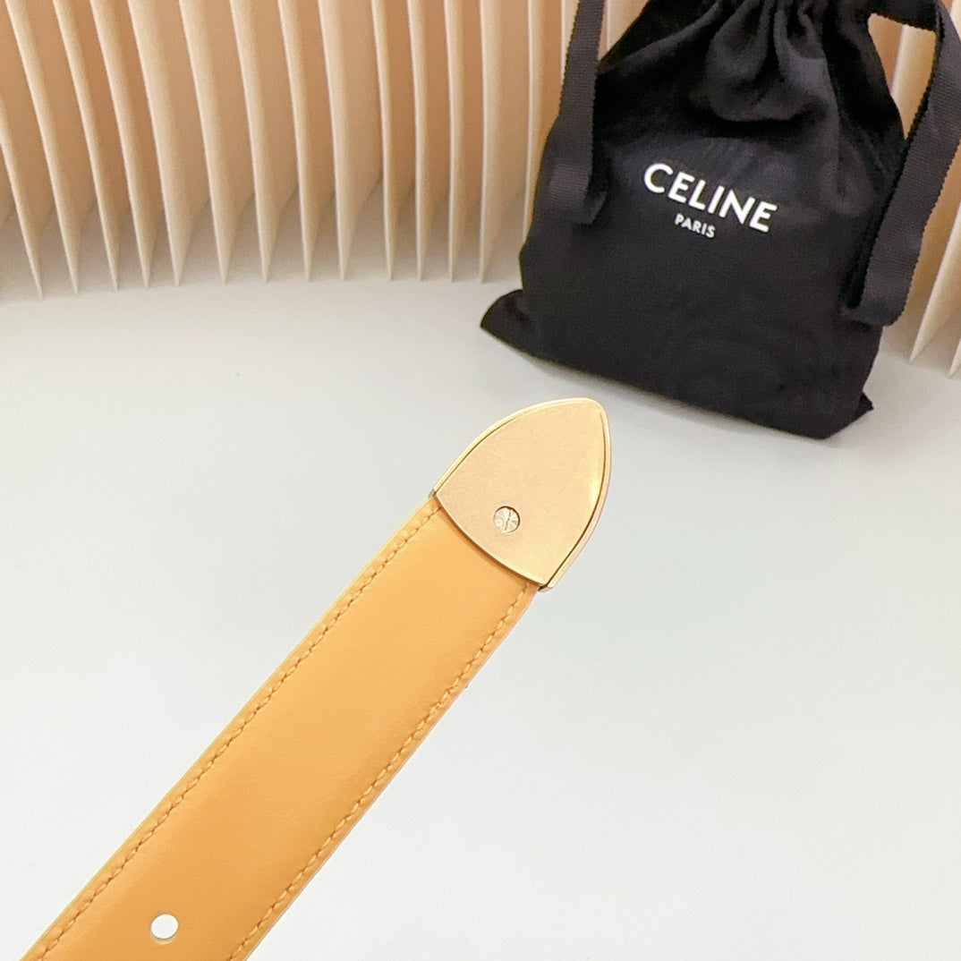 Medium Western Belt 25mm Yellow Calfskin Gold Loop Ghw