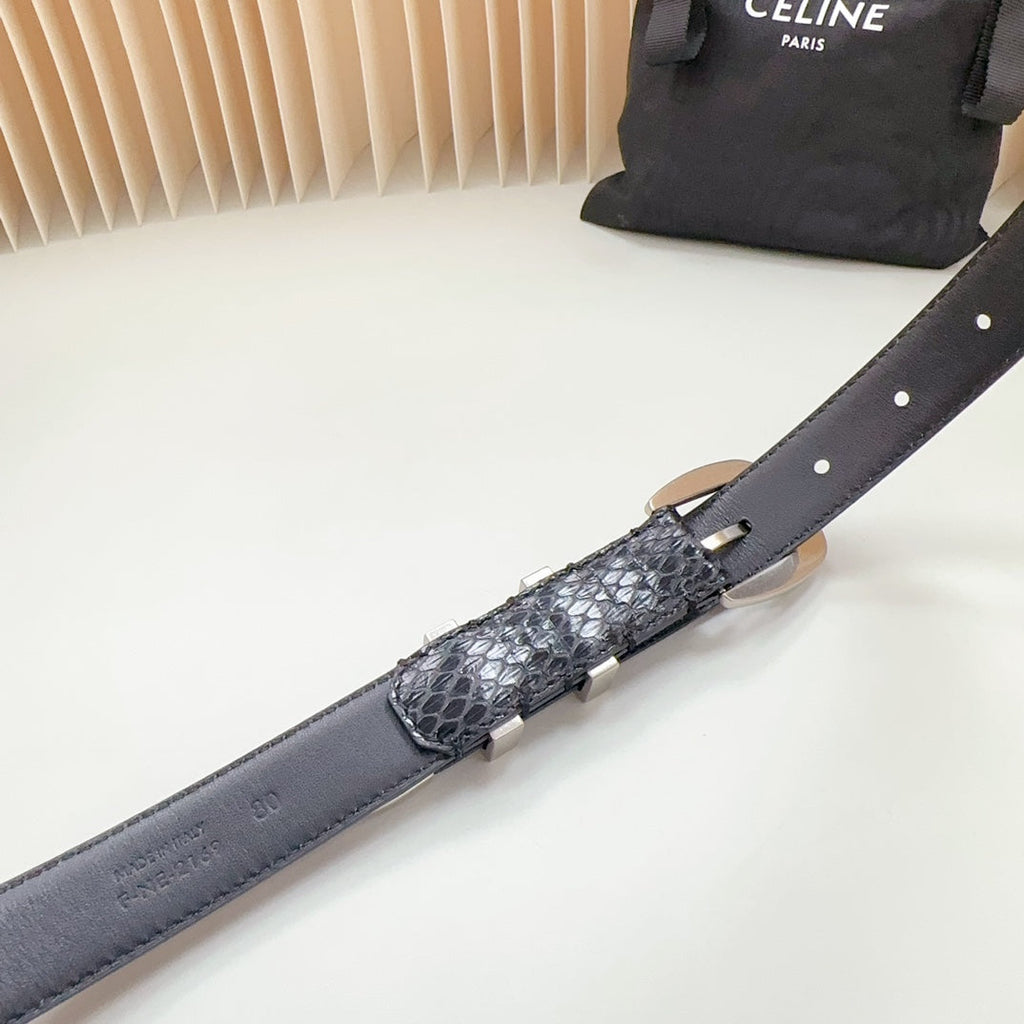 Medium Western Belt 25mm Black Snake Embossed Calfskin Shw