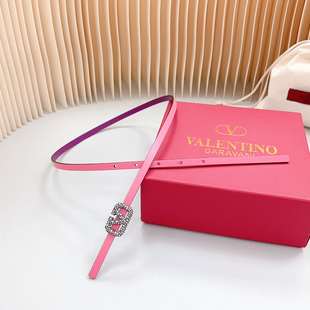 VL Belt 8mm Buckle Silver Diamond Leather Pink Purple