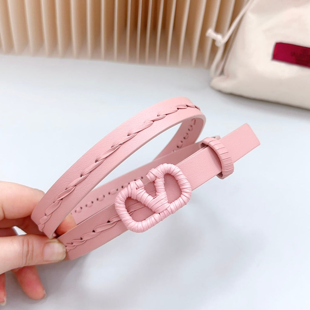 Vlogo Pink Leather Buckle 20mm Pink Belt