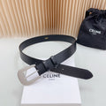 LARGE WESTERN 35 MM BELT BLACK CALFSKIN SILVER HARDWARE