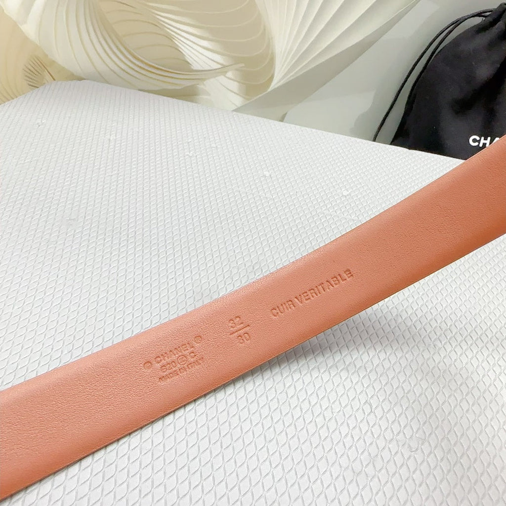 CC 30MM BELT IN TIGER ORANGE SHINNY CALFSKIN WHITE LOGO