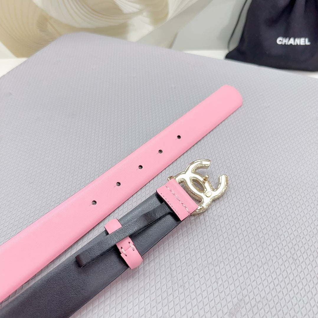 CC 30MM BELT IN PINK PASTEL SHINNY CALFSKIN WHITE LOGO