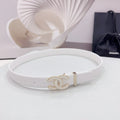 CC 30MM BELT IN WHITE SMOOTH CALFSKIN METAL HARDWARE
