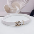 CC 30MM BELT IN WHITE SMOOTH CALFSKIN METAL LOGO