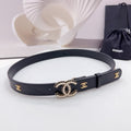CC 30MM BELT IN BLACK SMOOTH CALFSKIN METAL LOGO GOLD HARDWARE