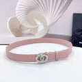 CC 30MM BELT IN FLAMINGO PINK CALFSKIN SILVER HARDWARE ATTACH PEARLS