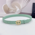 CC 30MM BELT IN GREEN MINT CALFSKIN GOLD HARDWARE ATTACH PEARLS