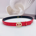 CC 30MM BELT IN CHERRY RED CALFSKIN GOLD HARDWARE ATTACH PEARLS