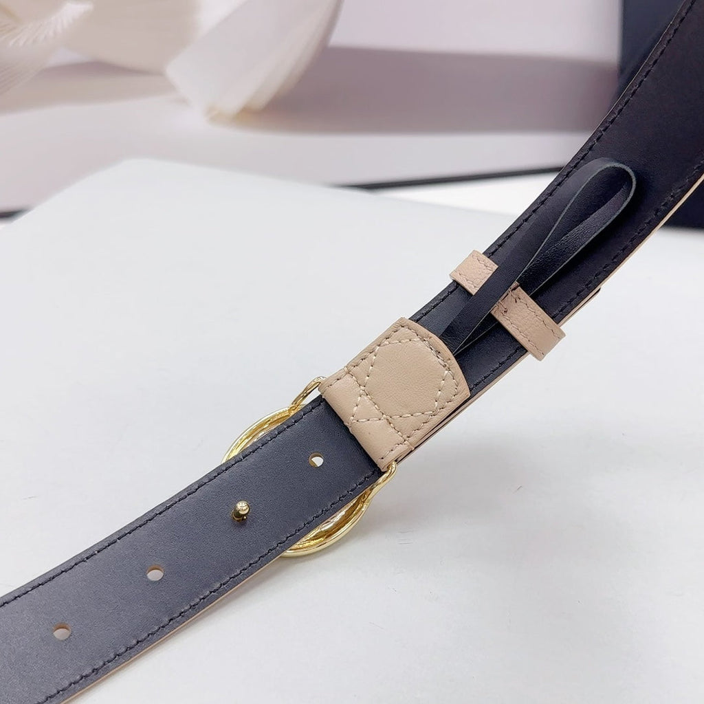 CC 30MM BELT IN CAMEL BROWN CALFSKIN GOLD HARDWARE ATTACH PEARLS