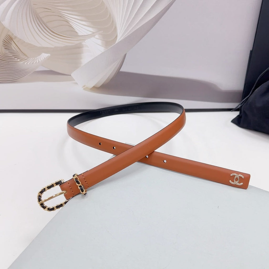 CC BELT 20 MM IN BRONZE BROWN MIX BLACK CALFSKIN GOLD HARDWARE