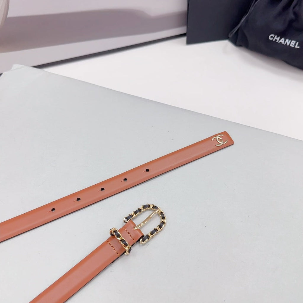 CC BELT 20 MM IN BRONZE BROWN MIX BLACK CALFSKIN GOLD HARDWARE