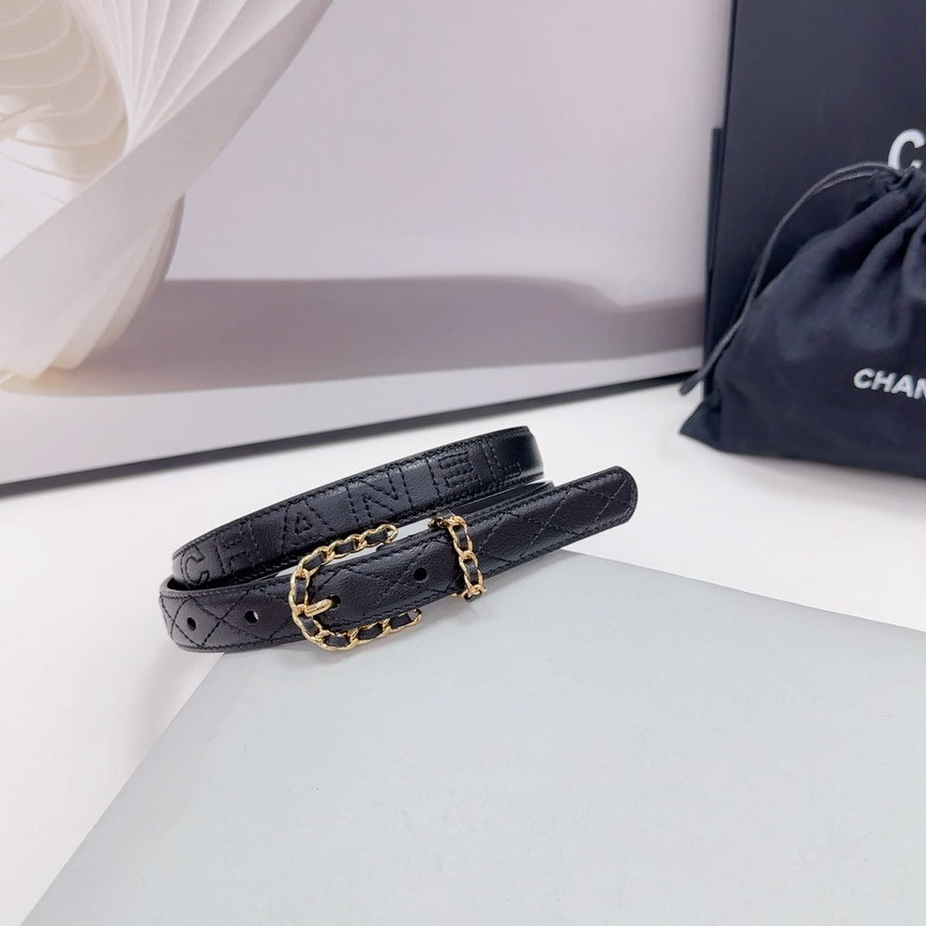 CC BELT 20 MM IN BLACK CALFSKIN GOLD HARDWARE