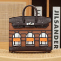 BIRKIN FAUBOURG TOUCH 20 IN CHOCOLATE MIX BRONZE BROWN CALFSKIN WITH SILVER HARDWARE