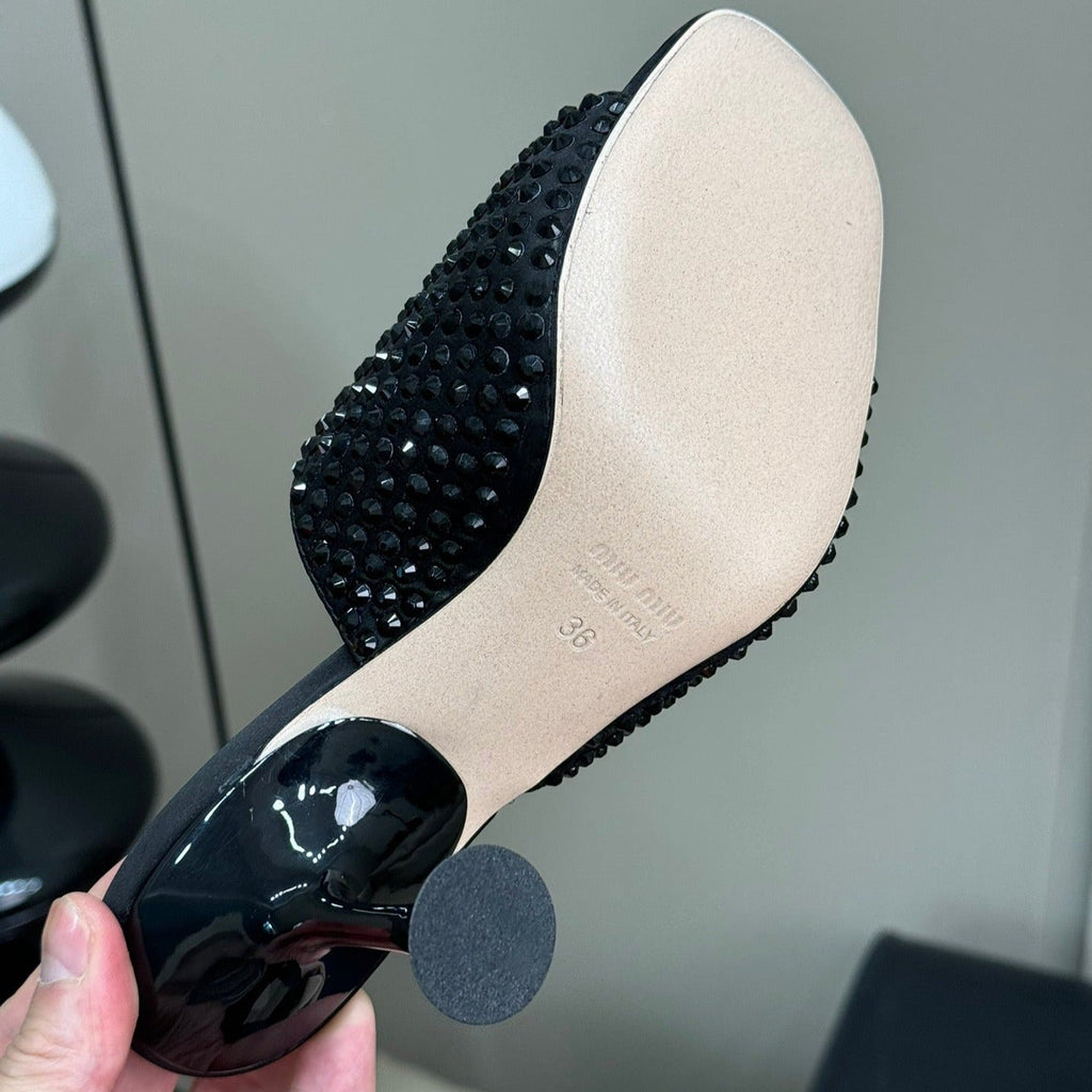 BLACK HIGH-HEELS COWHIDE WITH CRYSTALS-BLACK